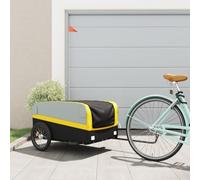 GeenYuu Remorque de vélo Noir et Jaune en Fer 45 kg capacité, Chariot Cargo Pliable avec attelage sécuritaire, Drapeau visibilité, Roues 39 cm pour Transport Bagages, Animaux, randonnée et Voyage