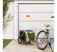 GeenYuu Remorque de vélo pour Animaux de Compagnie Vert et Gris avec Cadre en Fer Robuste, Cabine spacieuse 55x80x55 cm, Roues Stables et Protection Pluie Soleil pour Promenade sécurisée