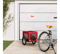 GeenYuu Remorque de vélo Rouge et Noir pour Animaux de Compagnie, Cabine spacieuse 55x80x55 cm, Cadre en Fer Robuste, Roues Stables, Protection Pluie et Soleil, Transport Confortable et sécurisé