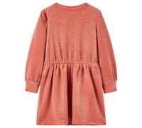 GeenYuu Robe à manches longues en coton rose moyen, taille 128 pour fille, design trapèze, taille élastique, col rond, convient pour le quotidien, l'école, les fêtes et les célébrations