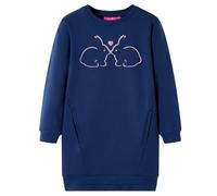 GeenYuu Robe pull pour enfant bleu marine en coton avec motif lapin, taille 104 pour fille, robe sweat-shirt à manches longues avec poches, respirante et doublure douce pour le quotidien, l'école