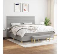 GeenYuu Sommier à Lattes avec Cadre de lit Gris Clair 200x200cm Tissu capitonné tête réglable Matelas Ressorts ensachés et surmatelas Mousse Banc Multifonctionnel pour Chambre Adulte Enfant