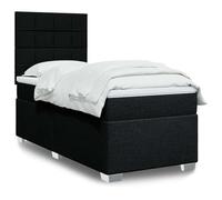 GeenYuu Sommier à Lattes avec Matelas 90x190 cm Noir, Cadre de lit en Tissu Polyester, tête de lit réglable, Bande LED intégrée pour Ambiance personnalisée, surmatelas Confortable et Housse Lavable
