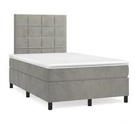 GeenYuu Sommier à Lattes avec Matelas Gris Clair 120x190 cm Velours, Cadre de lit tapissier Bois et métal, tête de lit capitonnée, Couchage Adulte Enfant pour Chambre, Support Stable et Confortable