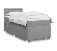 GeenYuu Sommier à Lattes de lit avec Matelas Gris Clair 100x200cm en Tissu Polyester, Cadre en Bois d'ingénierie avec LED intégrée, surmatelas Amovible et Housse Lavable pour Chambre Adulte Enfant