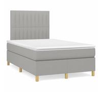 GeenYuu Sommier à Lattes et Matelas Gris Clair 120x190 cm avec tête de lit réglable Tissu Polyester Bois pour Chambre Adulte Enfant Confort Medium Durable