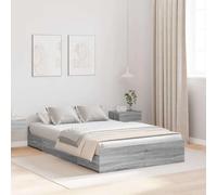 GeenYuu Sonoma Cadre de lit gris 120 x 200 cm, coffre de rangement moderne avec tiroirs, bois de pin, panneau de particules, lit plate-forme durable pour chambre à coucher, meubles