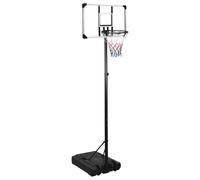 GeenYuu Support de basket-ball transparent réglable en hauteur 235-305 cm avec panneau arrière en polycarbonate 90 x 60 cm, résistant aux intempéries, base stable avec roulettes, mobile pour