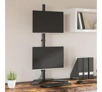 GeenYuu Support de table pour 2 moniteurs en acier noir VESA 75/100 mm réglable en hauteur inclinable pivotant avec pied pour bureau, jeu, home cinéma, bureau