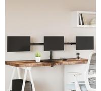 GeenYuu Support de table pour 3 moniteurs, noir, acier, VESA 75/100 mm, réglable en hauteur, inclinable, pivotant, avec gestion des câbles, pour bureau, montage, jeu, home cinéma