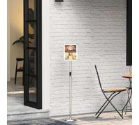 GeenYuu Support d'exposition en aluminium argenté - 25 x 25 x 125 cm - Réglable en hauteur - Pour mur de foire, présentoir publicitaire, bannière enroulable - Portable et pliable pour événements