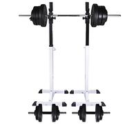 GeenYuu Support d'haltères en Acier avec Jeu d'haltères 60,5 kg, Rack réglable pour Banc, Barre et disques de Poids, Station de Musculation pour entraînement Fitness à Domicile ou Garage