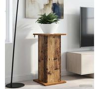 GeenYuu Support pour plantes en bois vieilli - 30,5 x 30 x 60,5 cm - Support stable pour pot de fleurs - Pour salon, balcon, terrasse - Avec surface résistante à l'humidité et colonne décorative