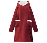 GeenYuu Sweat à capuche bordeaux taille L en polaire et flanelle avec capuche extra chaude et poche pratique pour les soirées d'hiver confortables à la maison pour se détendre et se sentir bien
