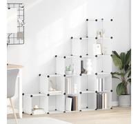 GeenYuu Système d'étagères avec 15 cubes transparents en plastique PP et cadre en acier, 155 x 32 x 153,5 cm, étagère de rangement polyvalente pour couloir, couloir, chambre à coucher, espace de