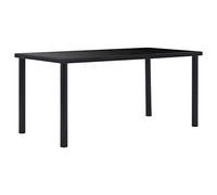 GeenYuu Table à manger, noire, 160 x 80 x 75 cm, plateau en verre trempé, cadre en métal, table de cuisine moderne, table de salle à manger pour 6 personnes, salle à manger rectangulaire