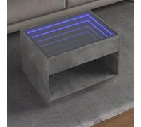 GeenYuu Table Basse avec LED Infini Gris béton 70x50x50 cm en Bois d'ingénierie Plateau Robuste Multifonction pour Salon séjour canapé Espace apéritif Boisson décoration avec télécommande