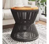 GeenYuu Table basse avec structure en fil de fer noir, en bois d'acacia massif Ø 45 x 44 cm, table d'appoint moderne pour salon, chambre à coucher, plateau robuste, table d'appoint polyvalente