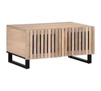 GeenYuu Table Basse Blanc Bois de manguier Massif 80x51x40 cm avec Rangement tiroir Niche et étagère pour Salon séjour canapé Espace Gain décor apéritif Boisson Magazine Lampe Ordinateur