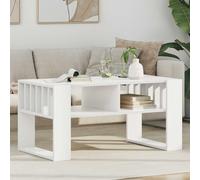 GeenYuu Table basse blanche 92 x 49,5 x 45 cm en bois avec 2 étagères de rangement pour salon, table d'appoint, table d'appoint, table de canapé, étagère moderne, rectangulaire, durable, pour canapé