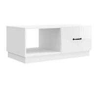 GeenYuu Table basse blanche brillante 90 x 50 x 37 cm en bois avec espace de rangement et 2 compartiments - Table d'appoint de salon avec tiroir - Design vintage moderne pour salon et canapé