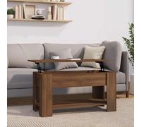 GeenYuu Table Basse chêne Marron en Bois d'ingénierie 101x49x52 cm avec Plateau relevable et Espace de Rangement pour Salon séjour canapé Coin réception Divan Sofa