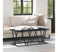 GeenYuu Table Basse chêne Noir 100 x 50 x 40 cm avec Plateau Rangement et étagère, Meuble Salon séjour canapé pour apéritif Boisson Magazine, Niche tiroir Organisateur Coin réception Divan Sofa