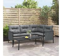GeenYuu Table Basse de Jardin Anthracite en Acier 110x55x35 cm Design à Lattes pour terrasse Salon extérieur Patio convivialité Repas détente