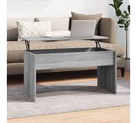 GeenYuu Table basse gris Sonoma 102 x 50,5 x 52,5 cm, en bois dérivé du bois, réglable en hauteur, avec espace de rangement, table de salon polyvalente pour petits espaces, multifonctionnelle