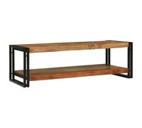 GeenYuu Table Basse Marron en Bois d'acacia Massif 120 x 50 x 38 cm avec étagère et Niche de Rangement pour Salon séjour canapé Coin réception Divan Meuble décoration