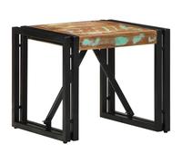 GeenYuu Table Basse Multicolore en Bois de récupération Massif 40x40x35 cm avec Cadre en Fer Stable pour Salon séjour canapé Espace Rangement apéritif décoration