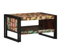 GeenYuu Table Basse Multicolore en Bois de récupération Massif 70x50x38 cm avec Plateau Robuste, Rangement tiroir et étagère, Meuble d'appoint pour Salon séjour canapé
