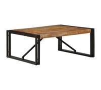 GeenYuu Table Basse Multicolore en Bois de récupération Massif 80x80x35 cm avec Cadre en Fer Stable pour Salon séjour canapé Espace Rangement apéritif décoration