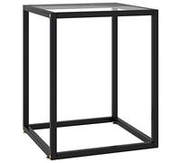 GeenYuu Table Basse Noir avec Verre trempé 40x40x50 cm Design Moderne pour Salon séjour canapé Plateau Rangement apéritif Boisson Espace Gain Meuble décoration
