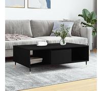 GeenYuu Table Basse Noir Bois d'ingénierie 104x60x35 cm avec Plateau Stable et Espace Rangement Multiple pour Salon séjour canapé Coin réception Divan Meuble décoration