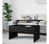 GeenYuu Table Basse Noir en Bois d'ingénierie 80x50,5x41,5 cm avec Plateau relevable et Espace de Rangement pour Salon séjour canapé Coin réception Divan Sofa