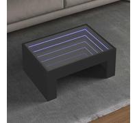 GeenYuu Table Basse Noir LED Infini 70x50x30 cm avec Plateau Robuste et Rangement, Meuble Salon canapé apéritif décoration Ambiance Lumineuse télécommande, Espace Gain Multifonction