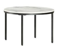 GeenYuu Table basse ronde blanche noire Ø 65 cm, plateau en marbre véritable, acier revêtu par pulvérisation, design moderne, prêt à l'emploi, petite table d'appoint pour le salon