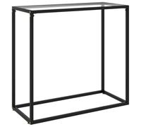 GeenYuu Table Console en Verre trempé 80x35x75 cm, Acier Enduit de Poudre, Table d’appoint pour Salon Chambre entrée, Support Rangement Plateau Stable et Facile à Nettoyer
