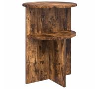 GeenYuu Table d'appoint en bois de chêne fumé Ø 39,5 x 55 cm avec étagère ronde, polyvalente comme table basse, table de chevet, table de canapé ou table de téléphone pour salon et chambre à coucher