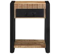 GeenYuu Table d'appoint en bois de manguier massif rugueux 40 x 40 x 50 cm avec tiroir Table de chevet moderne et organisateur de chambre à coucher Table de fin polyvalente pour salon et bureau