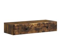 GeenYuu Table d'appoint murale en chêne fumé avec tiroir, 87,5 x 34,5 x 17 cm, commode de rangement pour salon, chambre à coucher, bureau, étagère polyvalente et solution de rangement