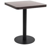 GeenYuu Table de bistrot, carrée, en MDF, marron foncé, 60 x 60 cm, pour 2 personnes, robuste, avec pied en acier, idéale pour restaurant, café, bar, salle à manger, design compact