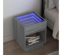 GeenYuu Table de Chevet avec LED Infini Sonoma Gris Bois d'ingénierie 40x40x50 cm Stable Meuble Rangement avec tiroir pour Chambre lit Espace Nuit Ambiance Lumineuse