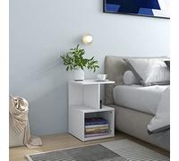GeenYuu Table de chevet blanche 35 x 35 x 55 cm en bois - Table d'appoint moderne pour chambre à coucher - Table de chevet stable pour livres, magazines et décoration