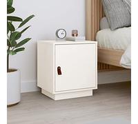 GeenYuu Table de chevet blanche 40 x 34 x 45 cm en pin massif - Table d'appoint pour chambre à coucher avec porte - Espace de rangement pour livres - Design moderne - Montage de porte flexible