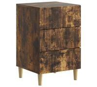 GeenYuu Table de chevet en chêne fumé avec 3 tiroirs - 43 x 41 x 66,5 cm - Table de chevet avec espace de rangement pour chambre à coucher, salon, couloir, design moderne scandinave vintage