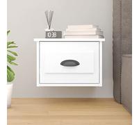 GeenYuu Table de chevet flottante en bois - 41,5 x 36 x 28 cm - Blanc - Montage mural - Rangement moderne pour chambre à coucher avec tiroir - Peu encombrant