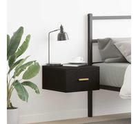 GeenYuu Table de chevet murale aspect chêne noir, 35 x 35 x 20 cm, matériau dérivé du bois, table d'appoint pour chambre à coucher, peu encombrante, avec tiroir, design moderne