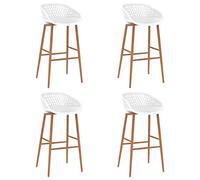 GeenYuu Tabourets de Bar Blanc Lot de 4 chaises de comptoir avec Dossier Bas en Maille, Pieds métal Aspect Bois, siège Ergonomique 48x47,5x95,5 cm pour Cuisine, îlot, Bistro, Salle à Manger